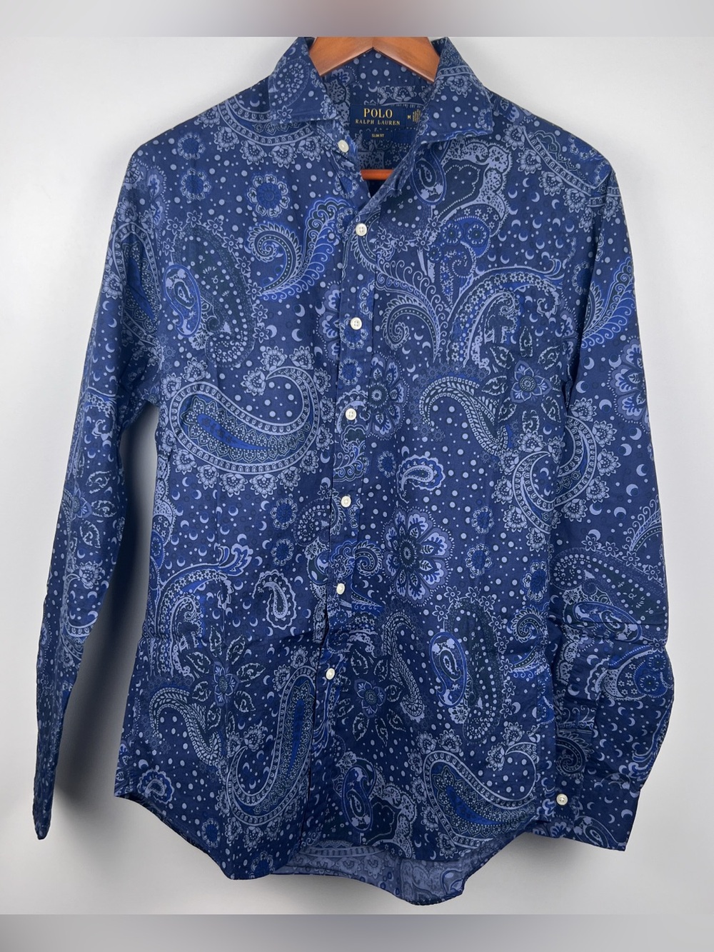 Polo by Ralph Lauren Navy Blue Paisley Button-Down Shirt - Medium Slim